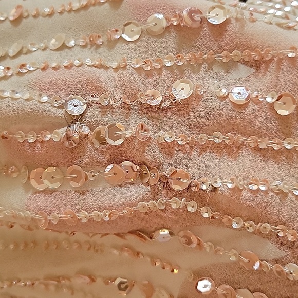 NWT Mac Duggal Sequined High Neck Sleeveless Column Gown Dress Nude Flawed 4 - Picture 7 of 12